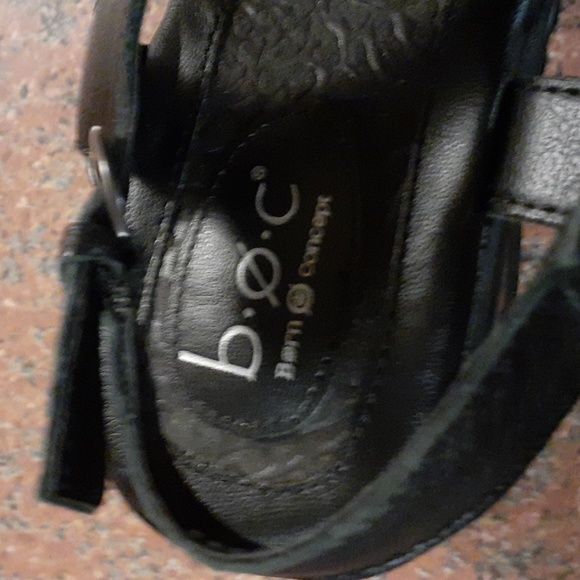 Vintage boc leather wedge sandals  black size 8m  never worn! - Picture 5 of 5